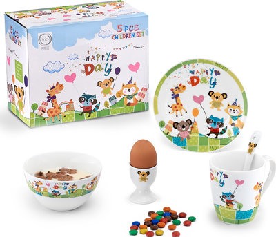 Cryspo Trio Παιδικό Σερβίτσιο Φαγητού 5 Τεμαχίων 'HAPPY DAY' 28839490
